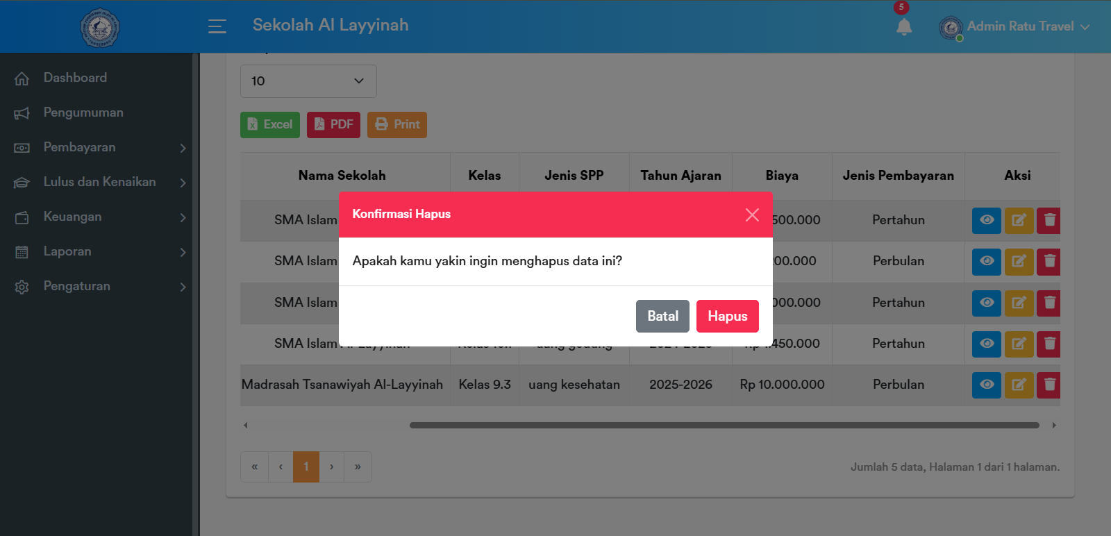 Konfirmasi Hapus Jenis Pembayaran
